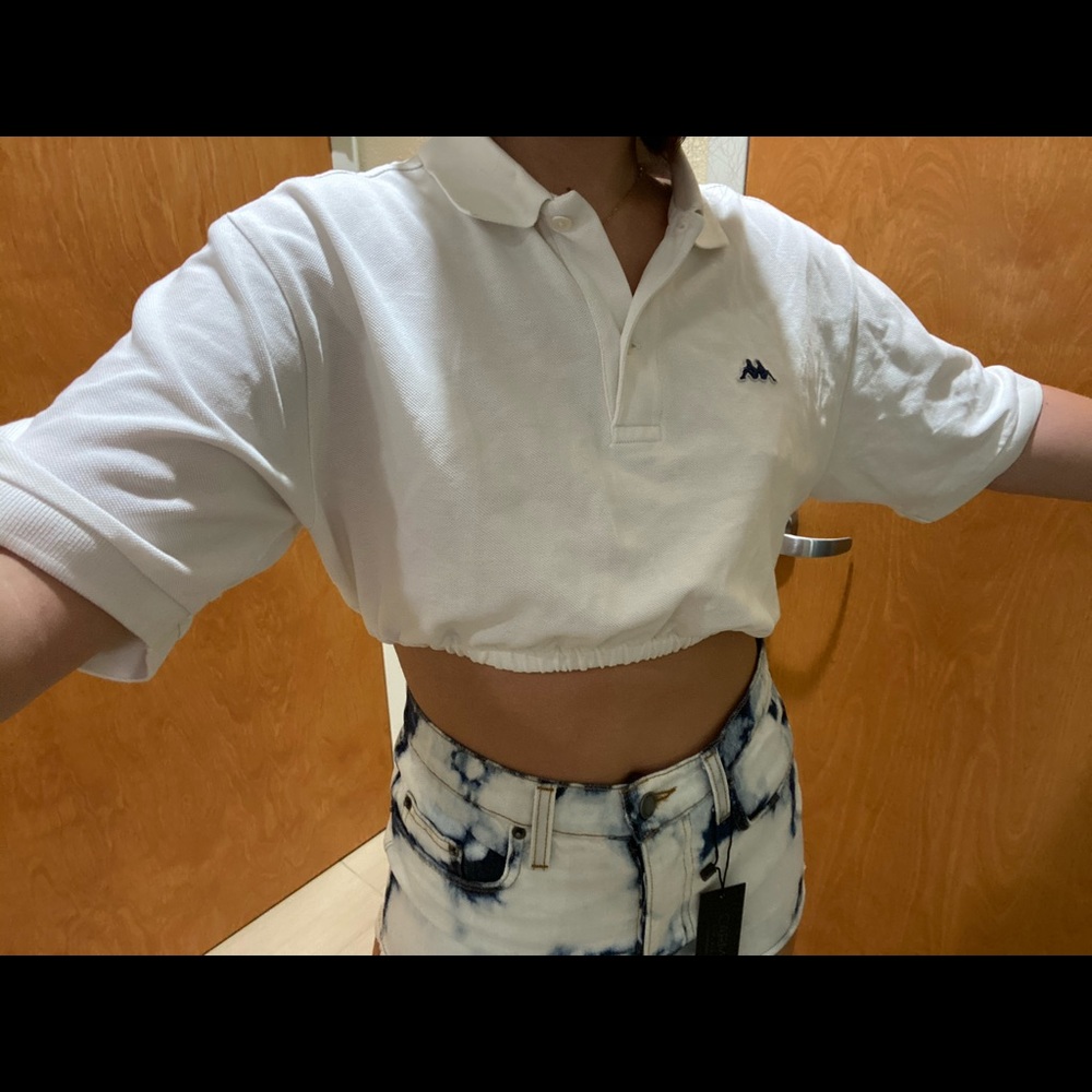 Kappa collar white crop tshirt